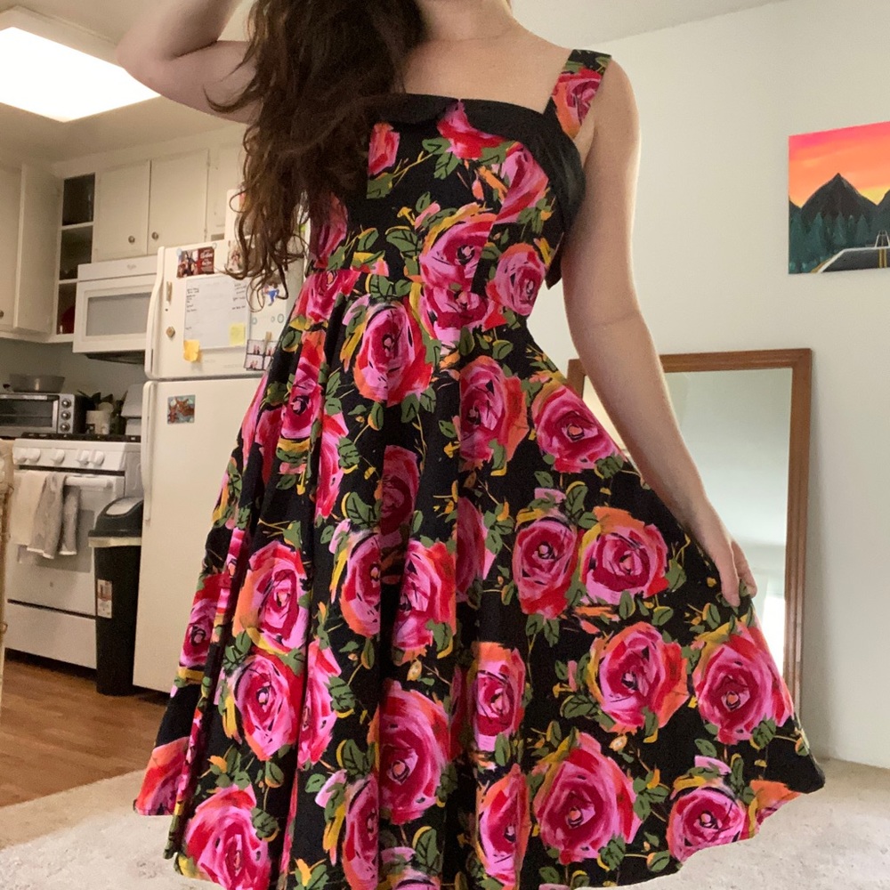 Vintage Style BETTY Page Dark Floral Dress